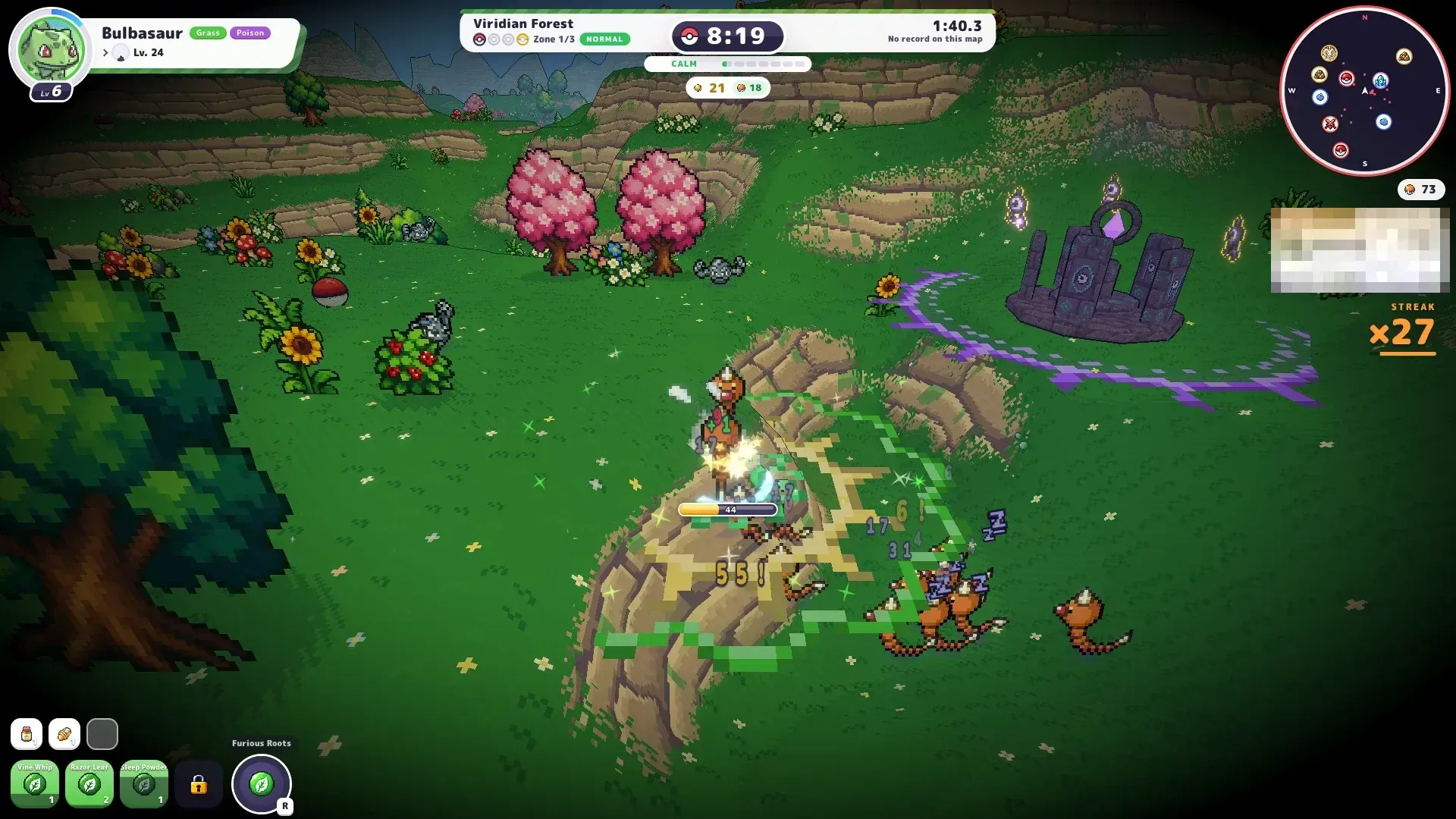 Bulbasaur casting its Ultimate, Furious Roots, in PokeBonk