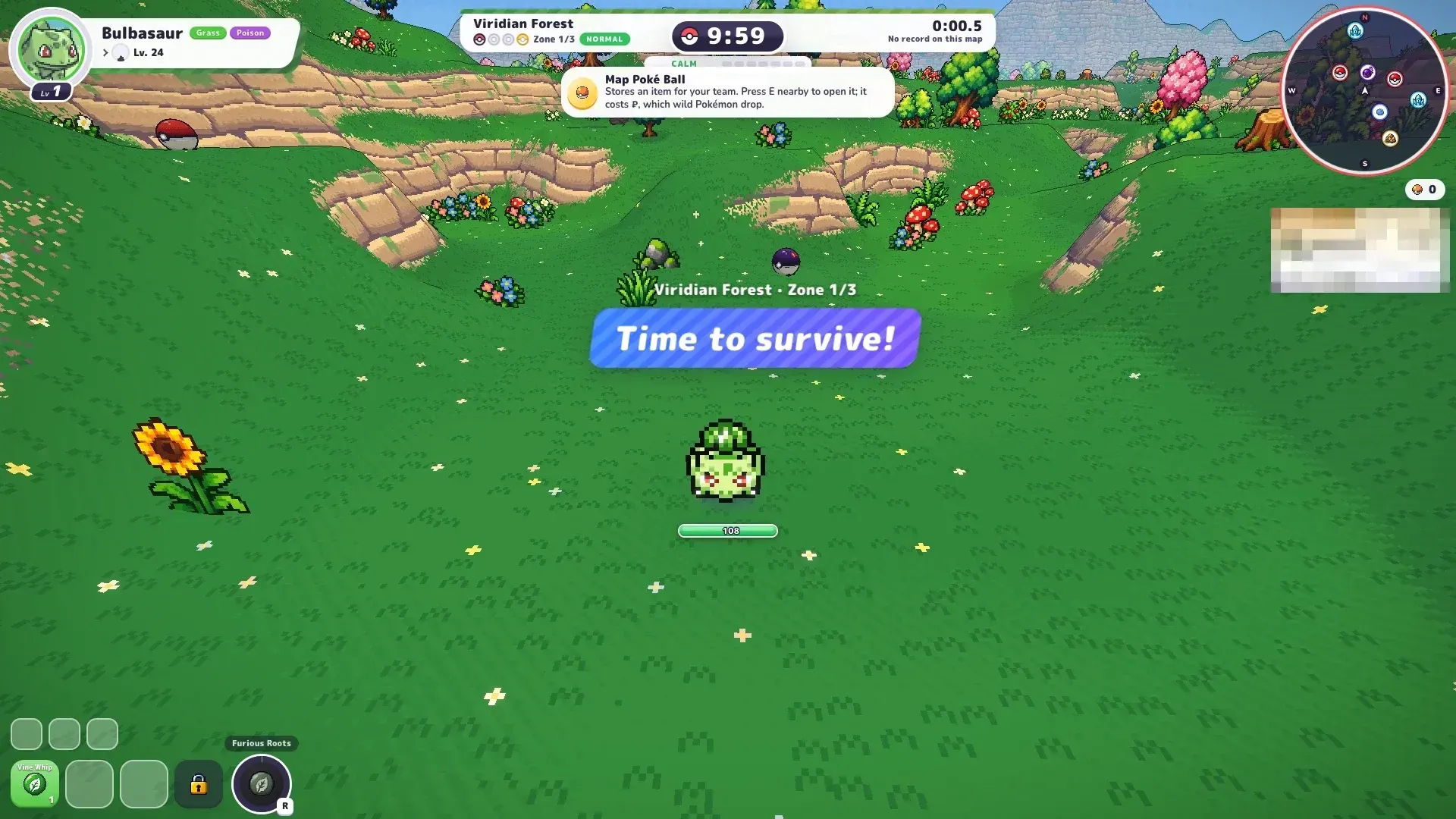 First PokeBonk run in Viridian Forest Zone 1 with the Time to survive banner