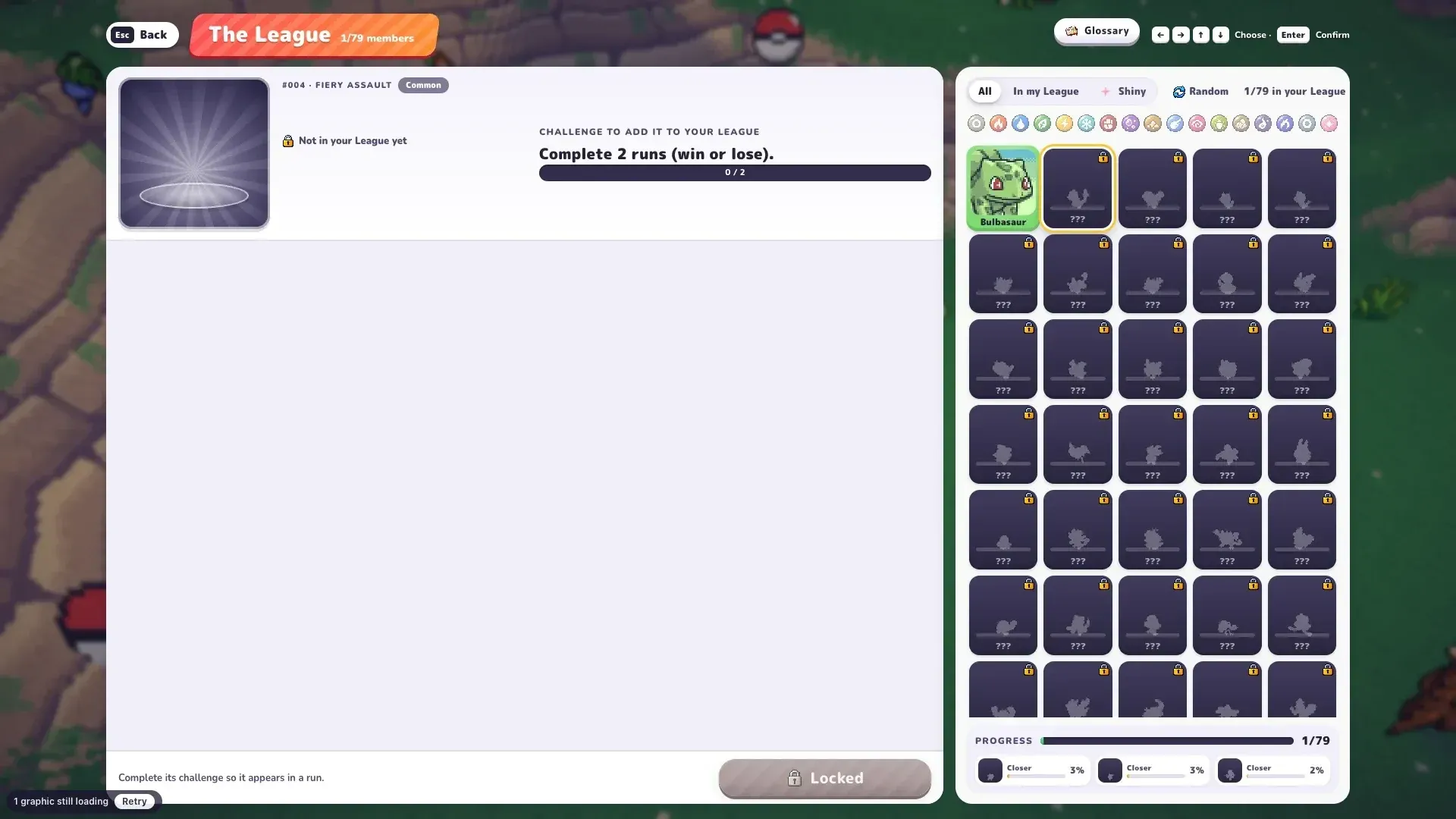 PokeBonk League challenge for Charmander: complete 2 runs, win or lose